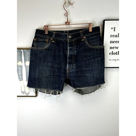 Levi's x Nasty Gal Collaboration Vintage Cut Off Denim Mom Shorts SZ L - Picture 1 of 9